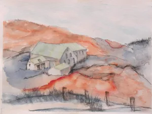 Aquarellbild: Hof Dornberg