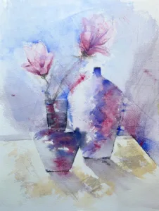 Aquarellbild: Magnolienblüte