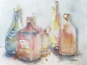 Aquarellbild: Flaschen mit Elixieren